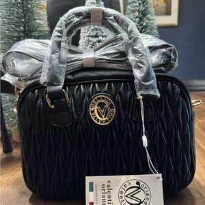 Valentino Orlandi Black Quilted Satchel